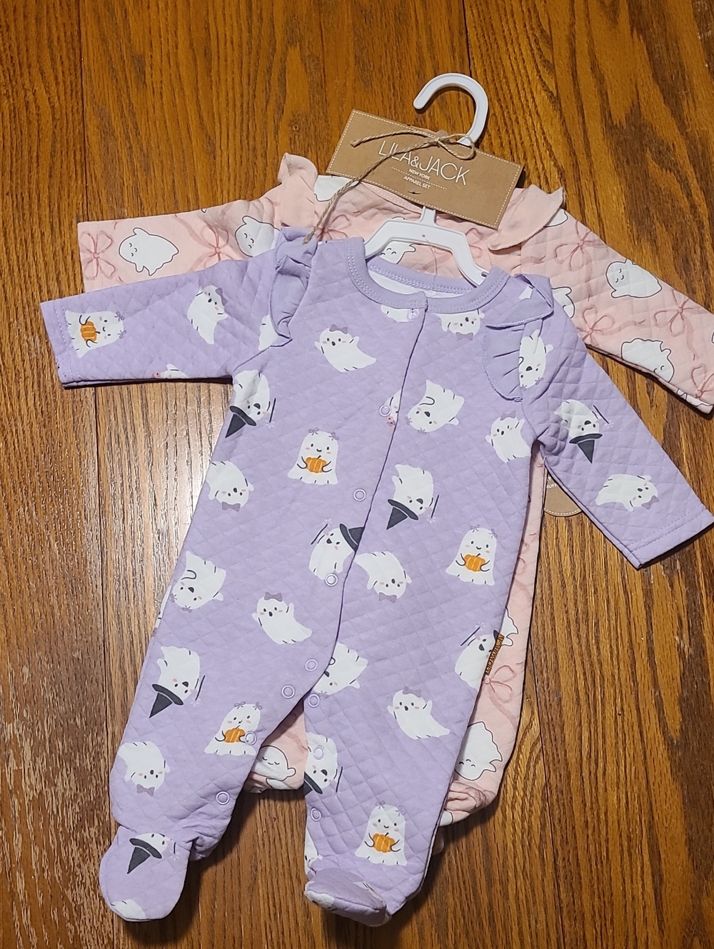 Lila & Jack NWT 2 Piece Set Lavender & Pink Quilted Baby One-Piece - 0-3 Months